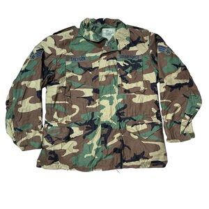 USAF Woodland Camo Field Jacket Extra Large Long Cold Weather Coat